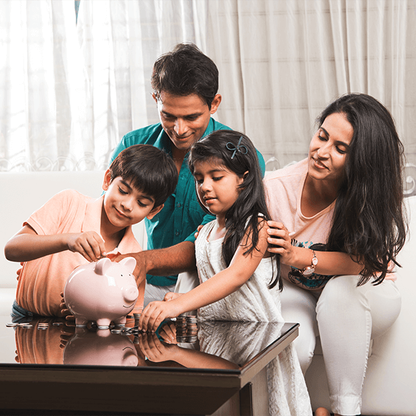 Couple Kids Piggy Bank 500X500